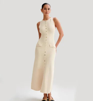 Elegant Knitted Sleeveless Long Dress
