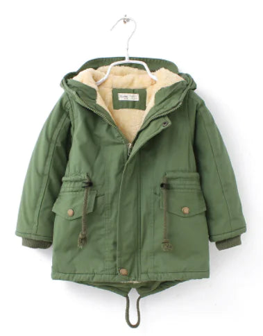 Boys' Thick Hooded Winter Coat with Fleece Lining
