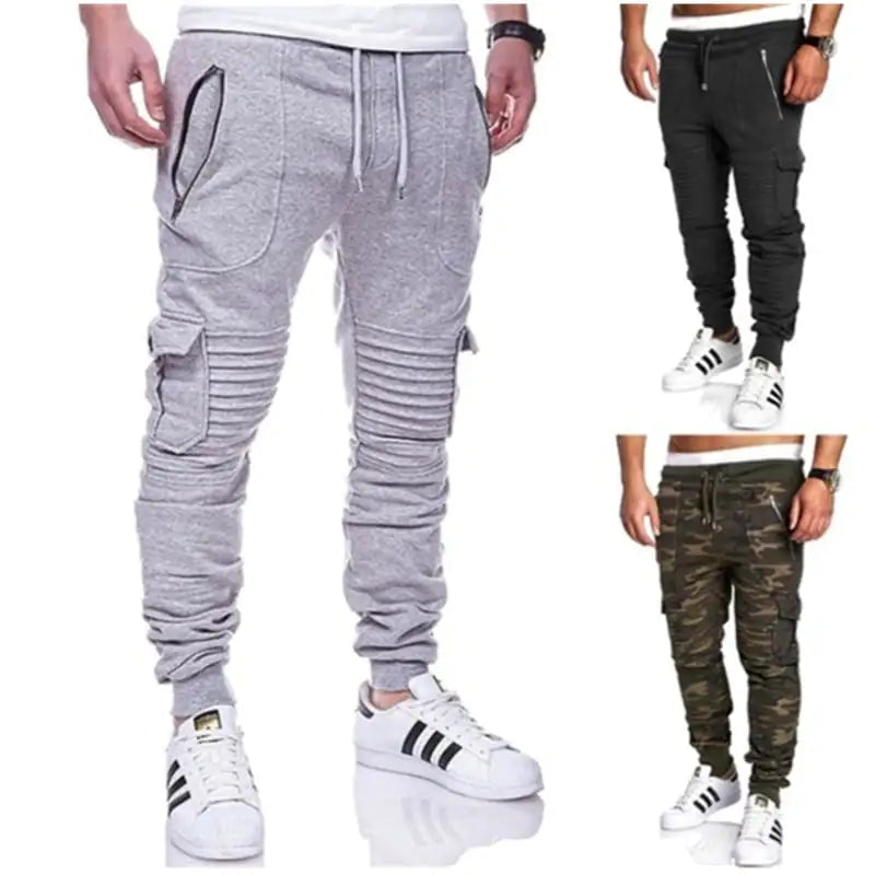 Striped Pleated Casual Sports Pants for Men