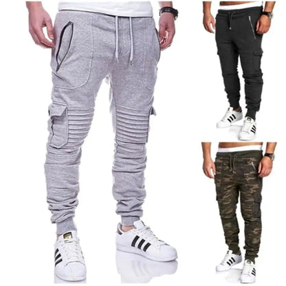 Striped Pleated Casual Sports Pants for Men