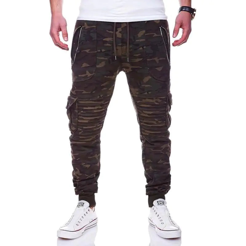 Striped Pleated Casual Sports Pants for Men