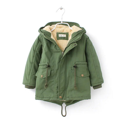 Boys' Thick Hooded Winter Coat with Fleece Lining