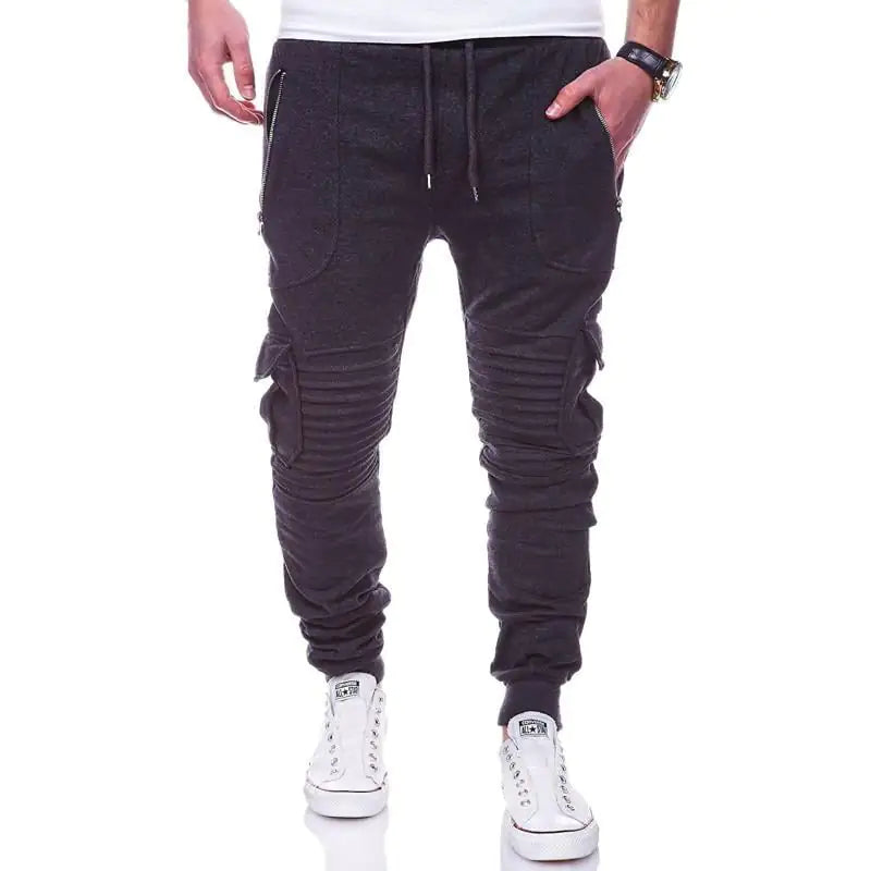 Striped Pleated Casual Sports Pants for Men