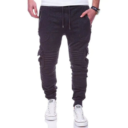 Striped Pleated Casual Sports Pants for Men