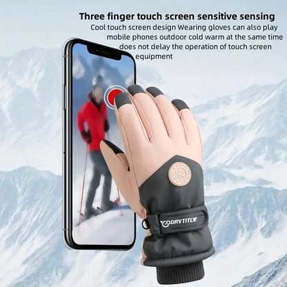 Men's Thick Velvet Ski Gloves Windproof & Warm