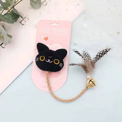 Funny Cat Toy with Feather, Bell, and Hemp Rope