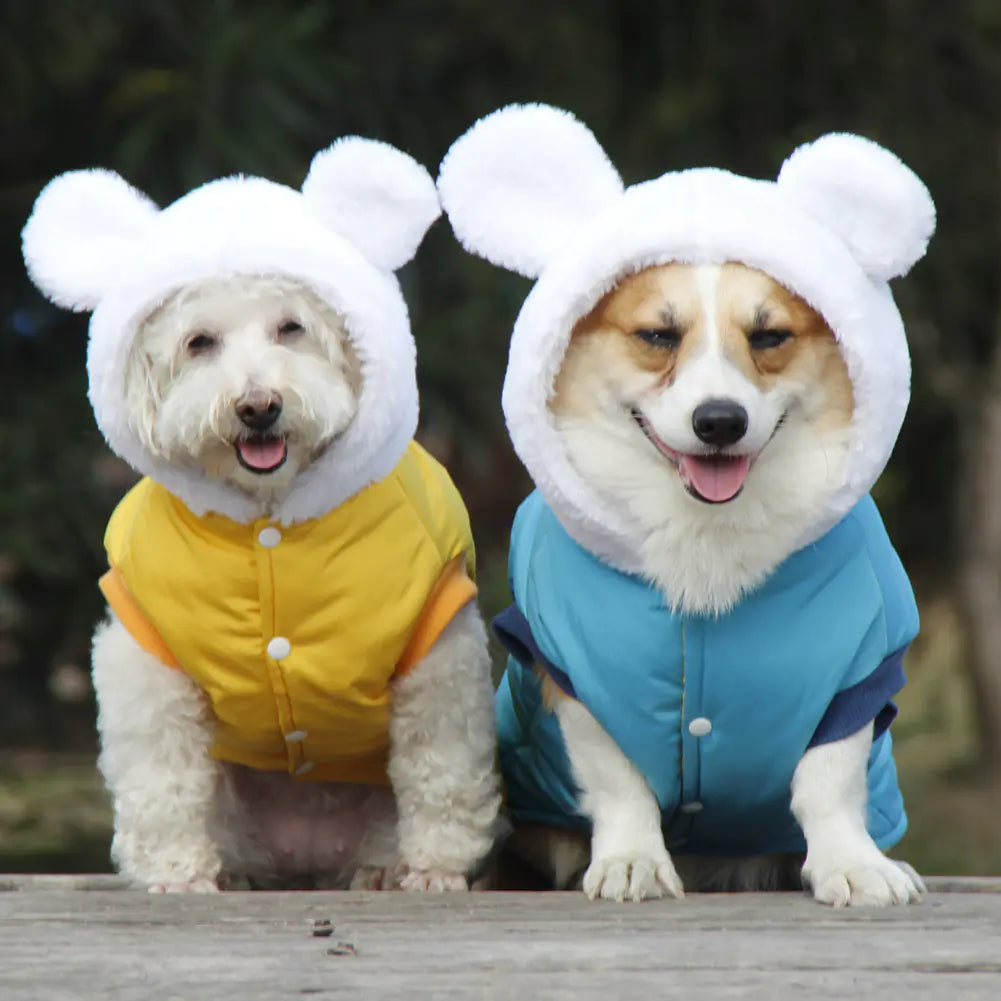 Cute Hooded Cotton Clothes for Pets in Winter