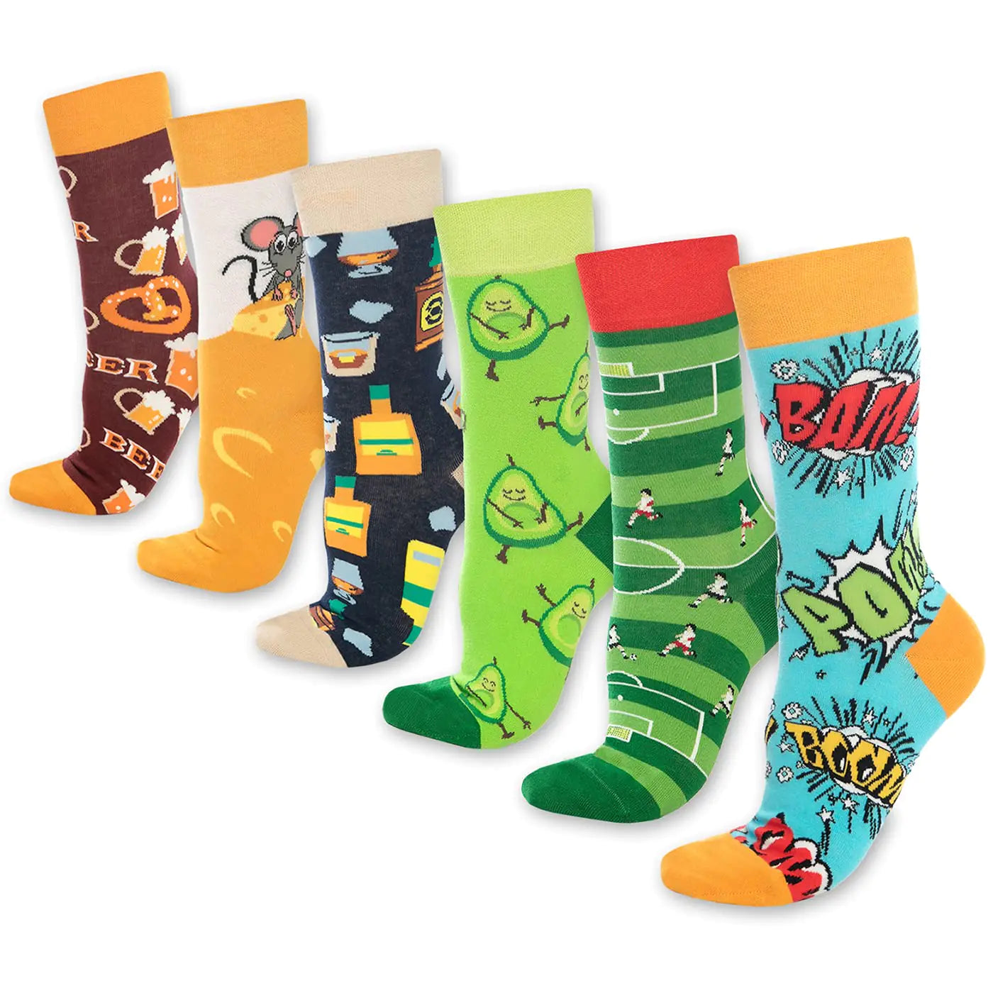 6 Pack Funny Socks for Men And Women - Fun Colorful Socks Cotton Socks