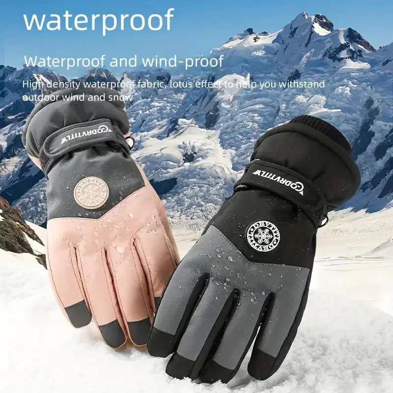 Men's Thick Velvet Ski Gloves Windproof & Warm