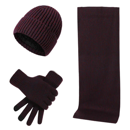 Warm Autumn Winter Knitted Hat, Scarf, and Gloves Set