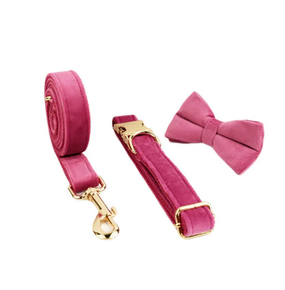 Velvet Pet Collar with Traction Rope