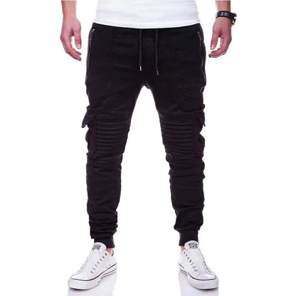Striped Pleated Casual Sports Pants for Men