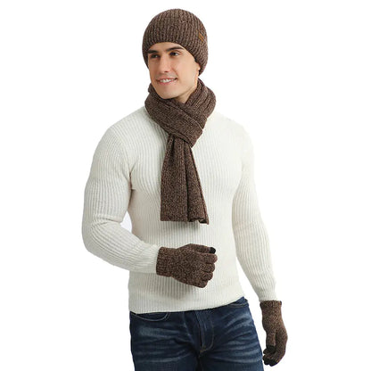 Warm Autumn Winter Knitted Hat, Scarf, and Gloves Set