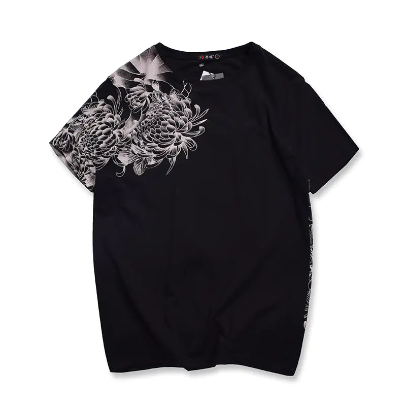 Japanese Retro Embroidered Koi Fish T-Shirt for Men