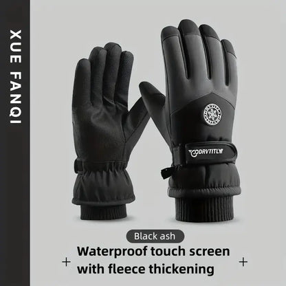 Men's Thick Velvet Ski Gloves Windproof & Warm